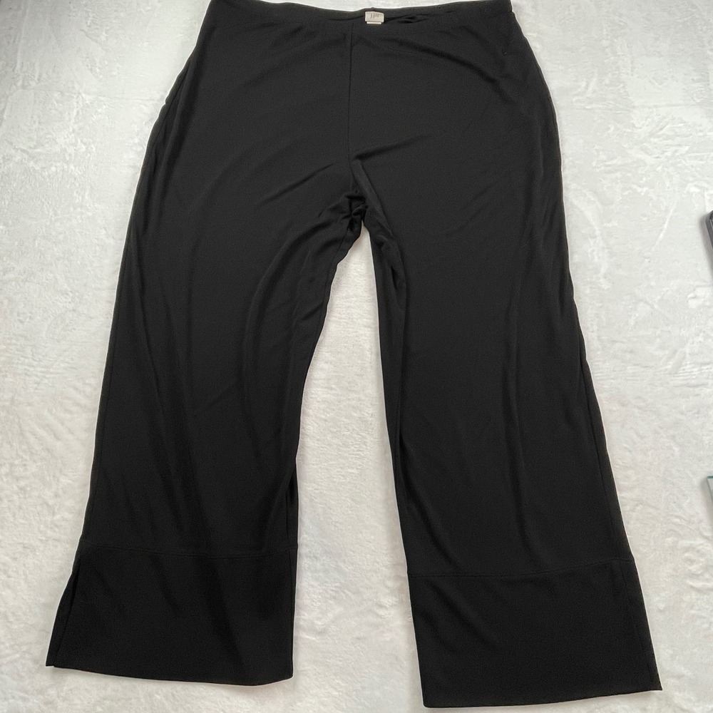 JJill Womens XL Black Rayon Blend Cropped Wide Leg Elastic Waist Pants Solid - Picture 11 of 11
